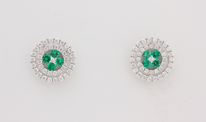 18K WG EMERALD & DIAMOND EARRINGS | Newitt Jewelers