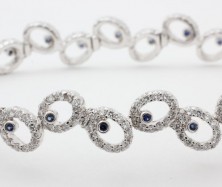 18K WG Diamond & Sapphire Circle Link Bracelet