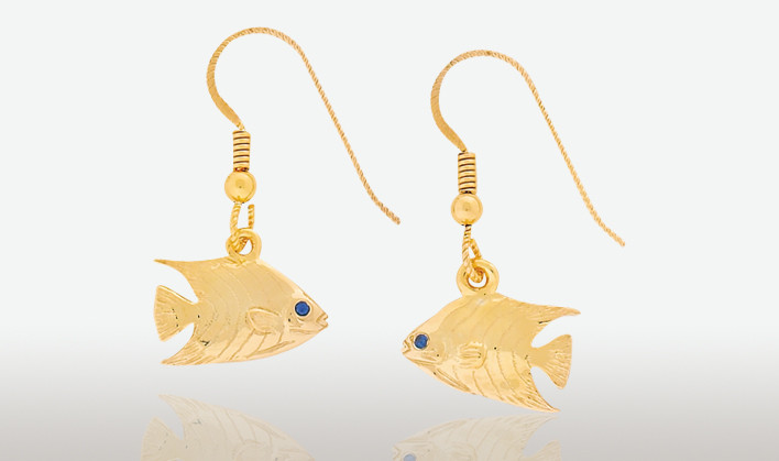 PETER COSTELLO DESIGN  #103  SMALL BLUE ANGEL FISH EARRINGS