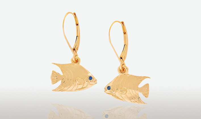 PETER COSTELLO DESIGN  #104  SMALL QUEEN ANGEL FISH EARRINGS