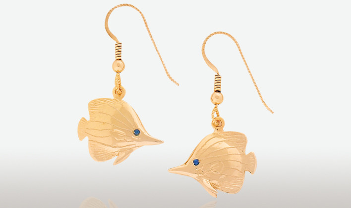 PETER COSTELLO DESIGN  #118  SMALL BUTTERFLY FISH EARRINGS