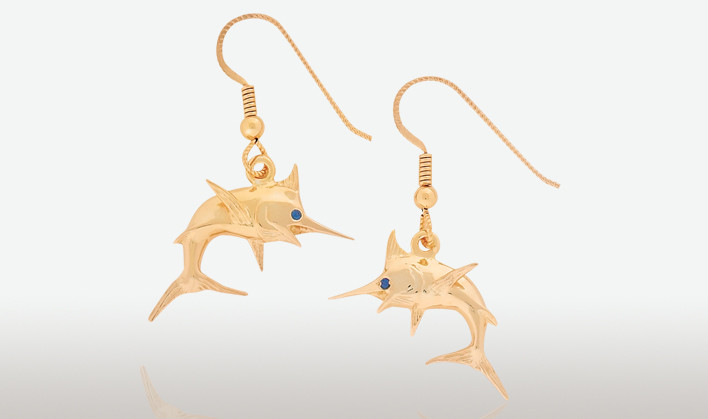 PETER COSTELLO DESIGN  #156  SMALL BLUE MARLIN EARRINGS