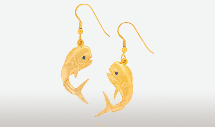 PETER COSTELLO DESIGN  #291  SMALL CURVED DOLPHIN EARRINGS