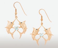 PETER COSTELLO DESIGN  #337  SMALL DOUBLE BLUE MARLIN EARRINGS