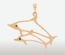 PETER COSTELLO DESIGN  #550  PORPOISE AND BABY PENDANT