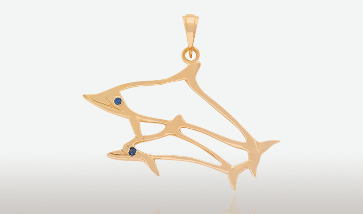 PETER COSTELLO DESIGN  #550  PORPOISE AND BABY PENDANT