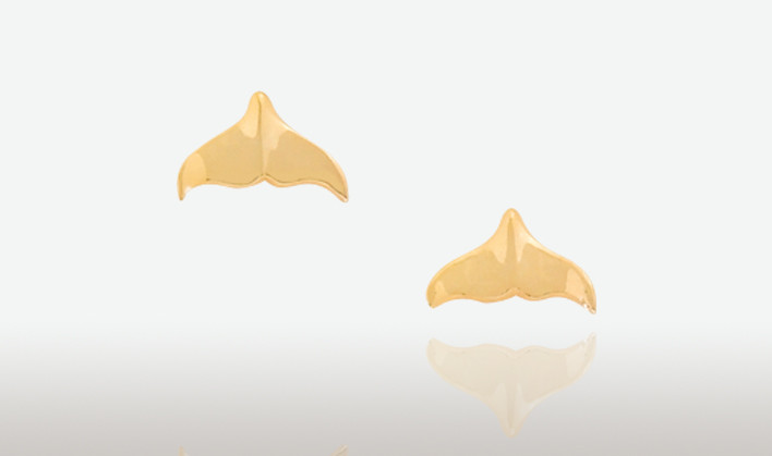 PETER COSTELLO DESIGN  #663  MINI WHALE TAIL STUD EARRINGS